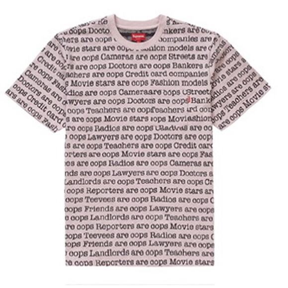 Supreme Cops Jacquard Pocket Tee Light Pink*2019 Collection*NEW in BAG*XL - Picture 1 of 3
